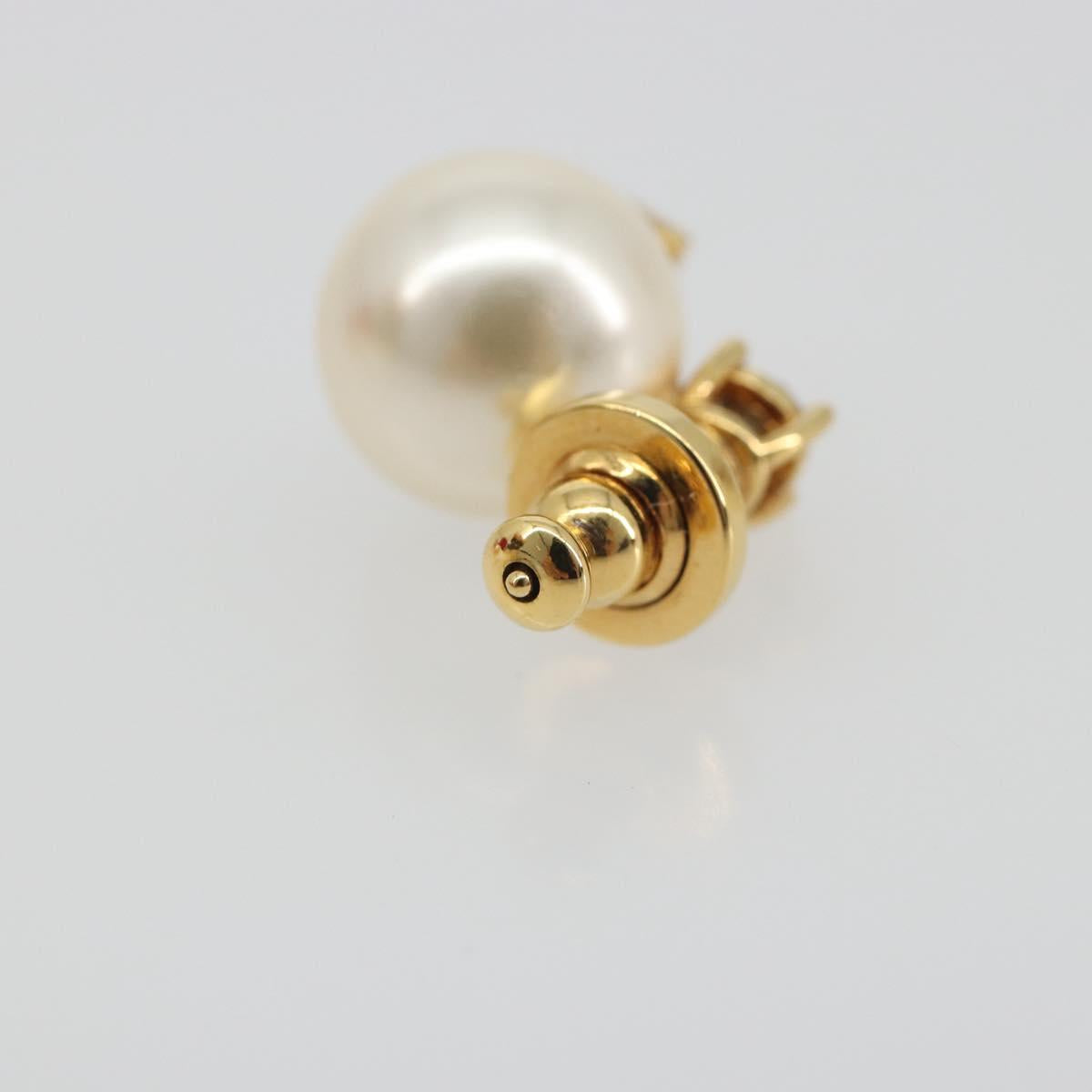 VALENTINO Earring Metal Gold Tone White Auth BA14622V