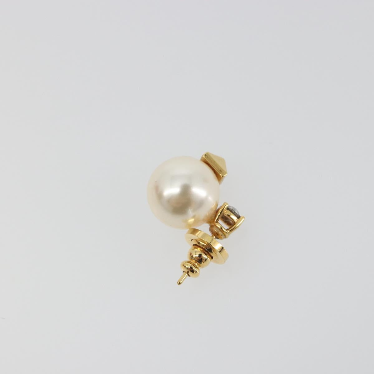 VALENTINO Earring Metal Gold Tone White Auth BA14622V