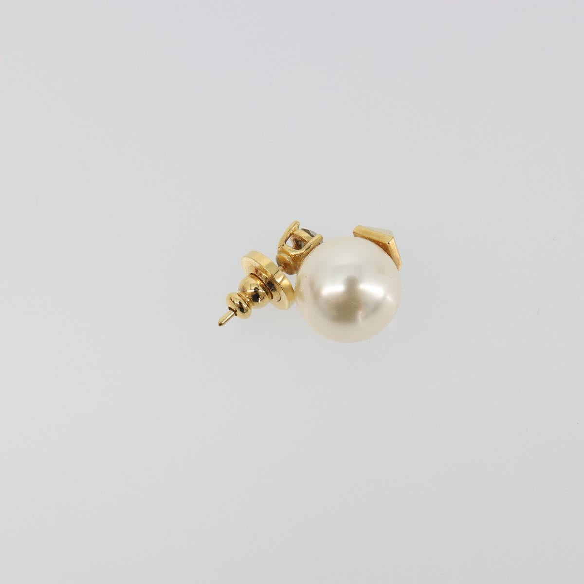 VALENTINO Earring Metal Gold Tone White Auth BA14622V