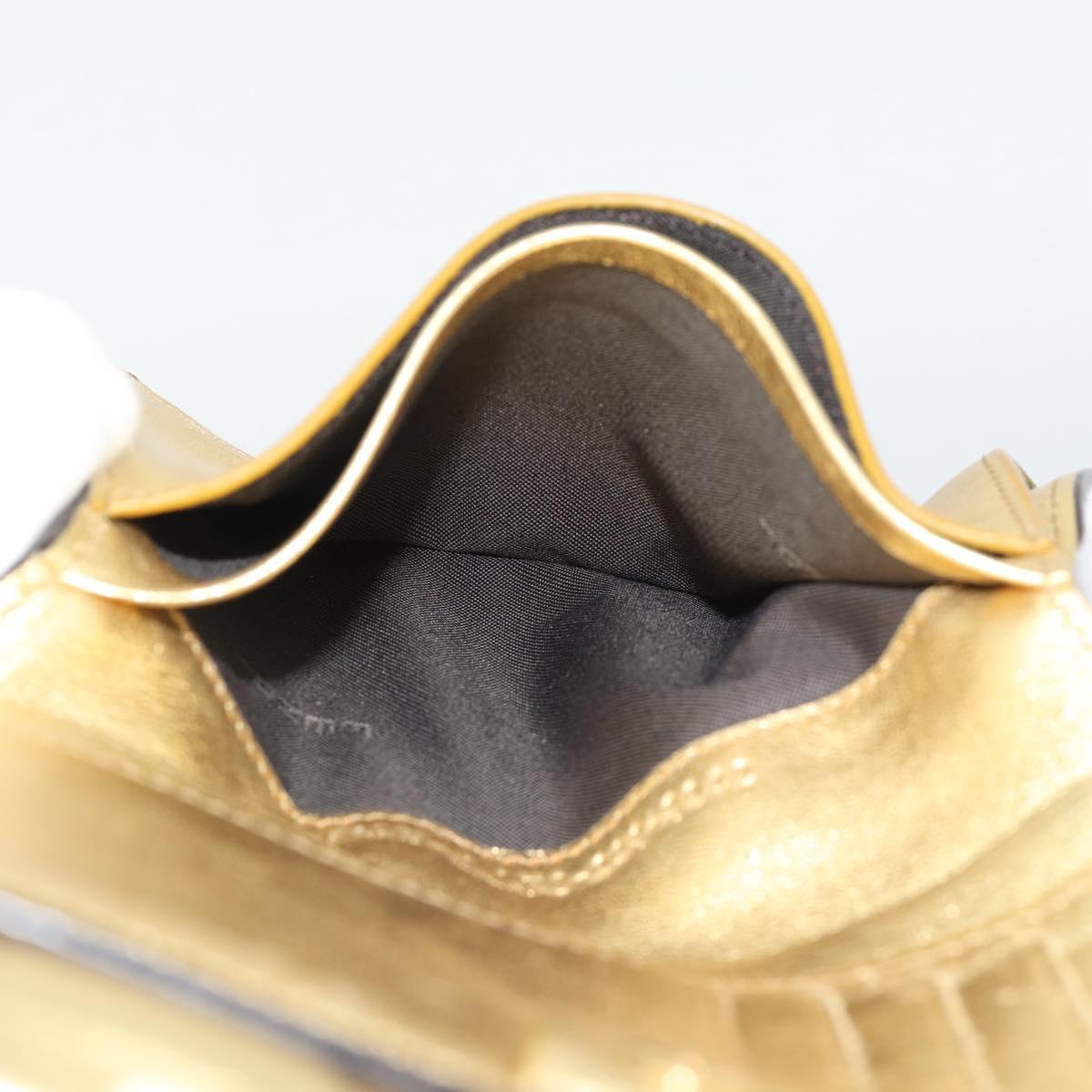 FENDI Zucca Mamma Bifold Wallet Leather Gold Tone 8M0419 Auth BA14623A