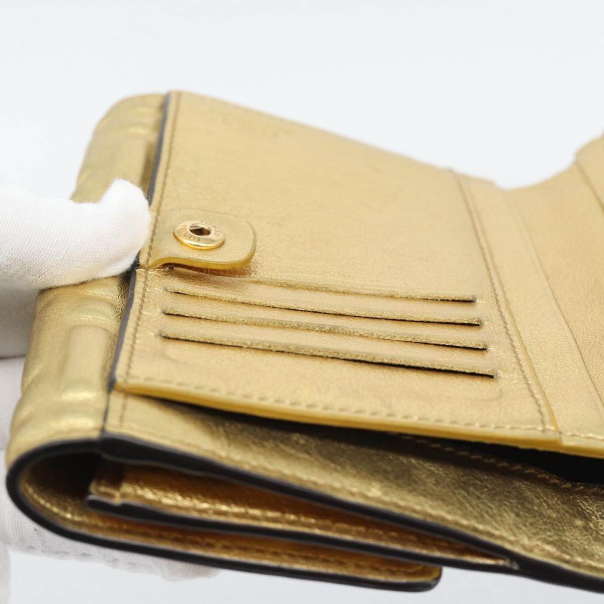 FENDI Zucca Mamma Bifold Wallet Leather Gold Tone 8M0419 Auth BA14623A