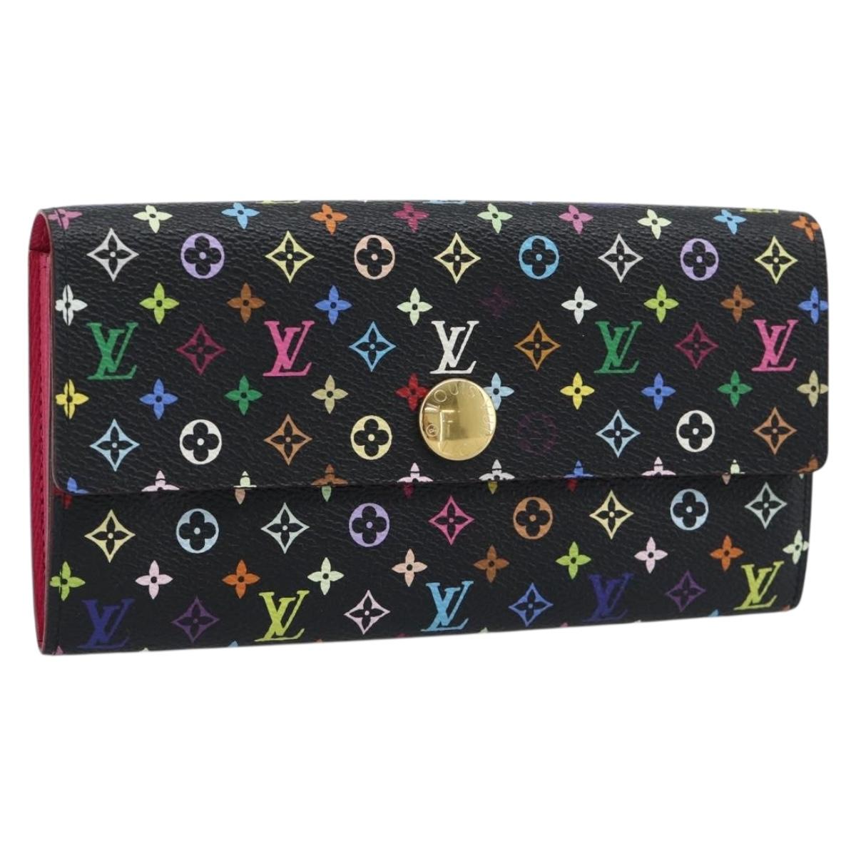 LOUIS VUITTON Monogram Multicolor Portefeiulle Sarah Black M60668 Auth BA14625V