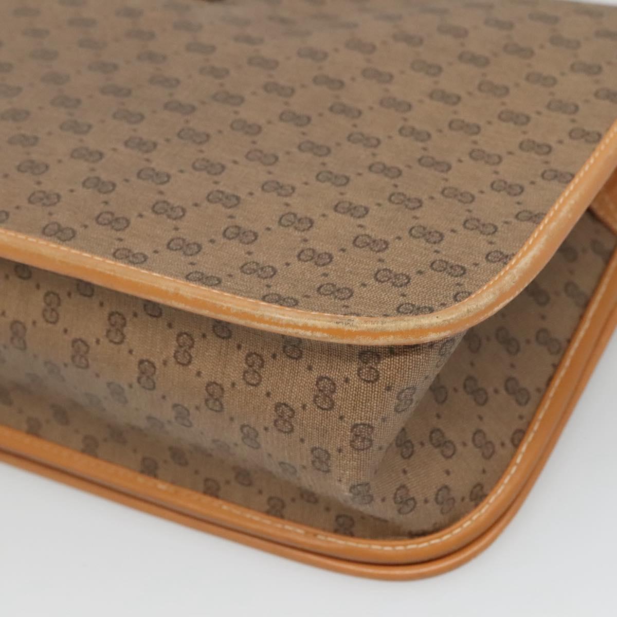 GUCCI Micro GG Supreme Web Sherry Line Shoulder Bag PVC Beige Gold Auth BA1463