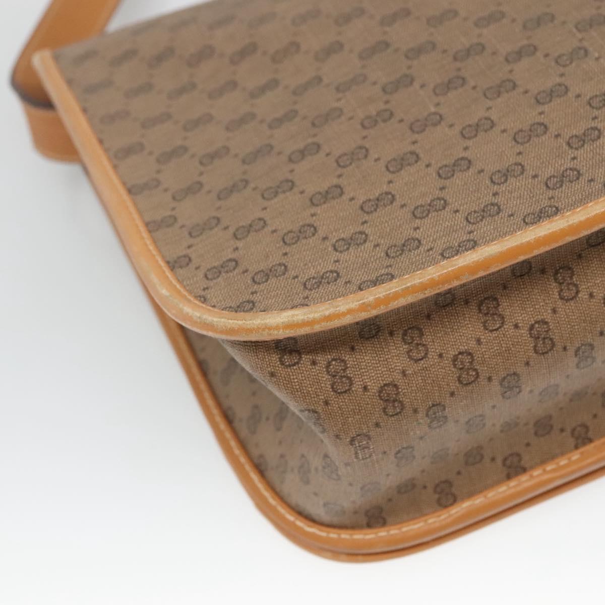 GUCCI Micro GG Supreme Web Sherry Line Shoulder Bag PVC Beige Gold Auth BA1463