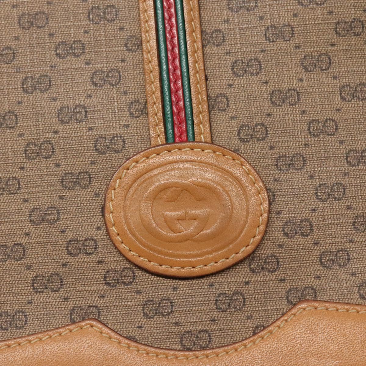 GUCCI Micro GG Supreme Web Sherry Line Shoulder Bag PVC Beige Gold Auth BA1463