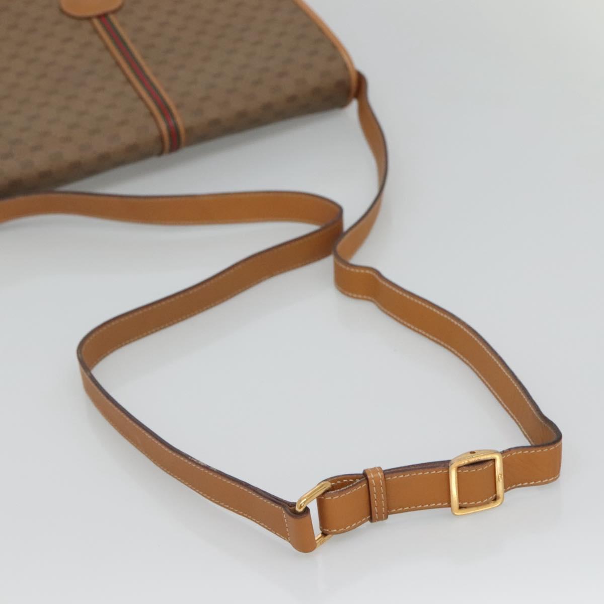 GUCCI Micro GG Supreme Web Sherry Line Shoulder Bag PVC Beige Gold Auth BA1463