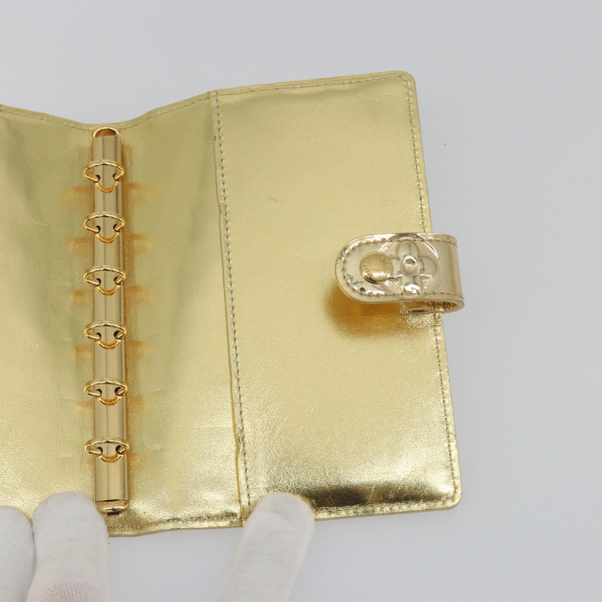 LOUIS VUITTON Monogram Miroir Agenda PM Planner Cover Gold R20962 Auth BA14630A