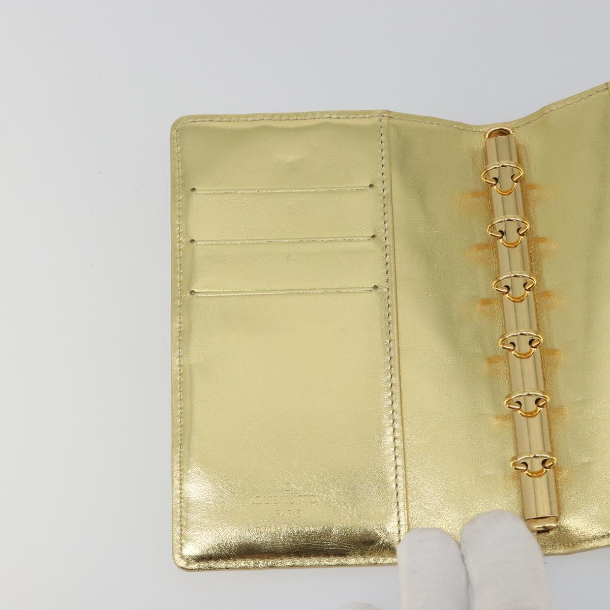 LOUIS VUITTON Monogram Miroir Agenda PM Planner Cover Gold R20962 Auth BA14630A
