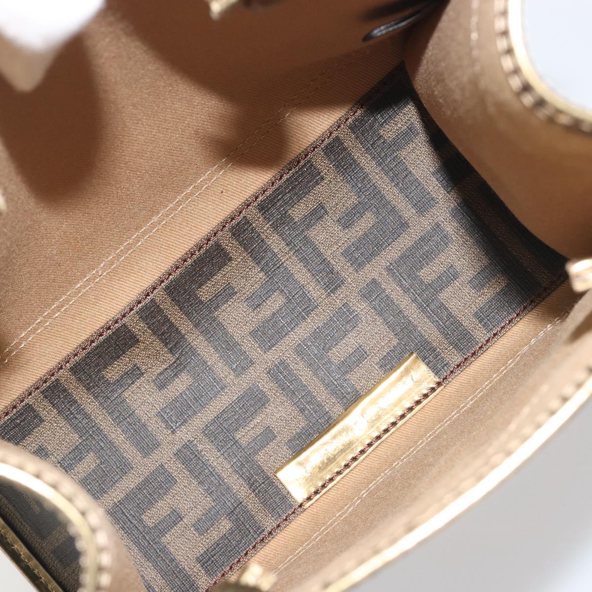 FENDI Zucca Tote Bag PVC Leather Brown Gold Tone 8BH189 Auth BA14632