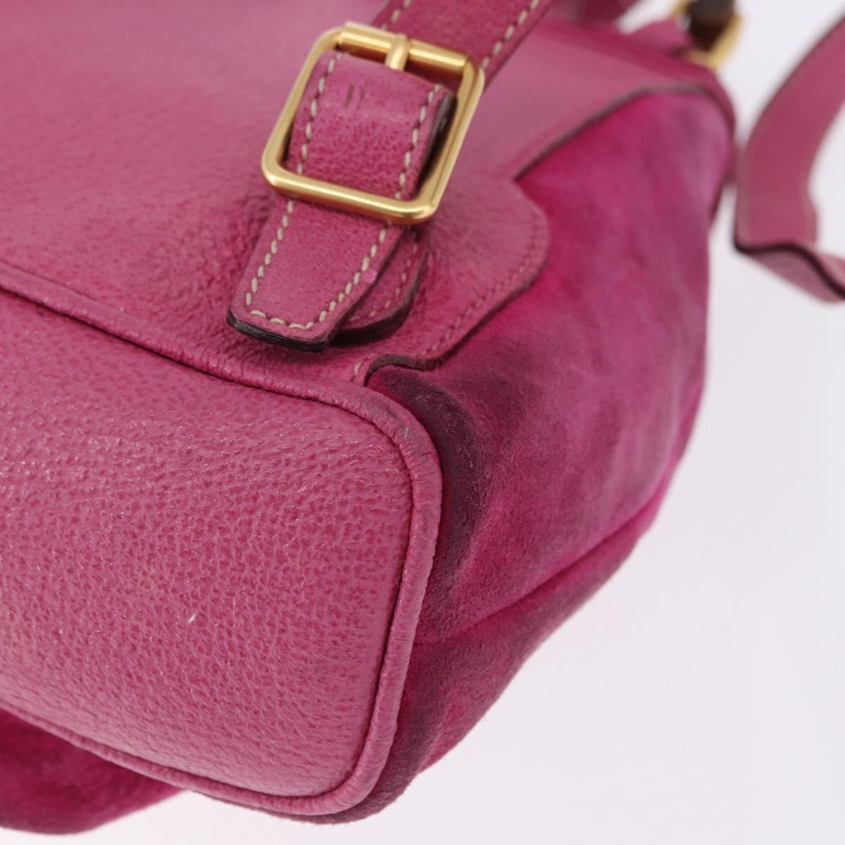 GUCCI Bamboo Backpack Suede Pink Gold Tone 003 1705 0080 Auth BA14635