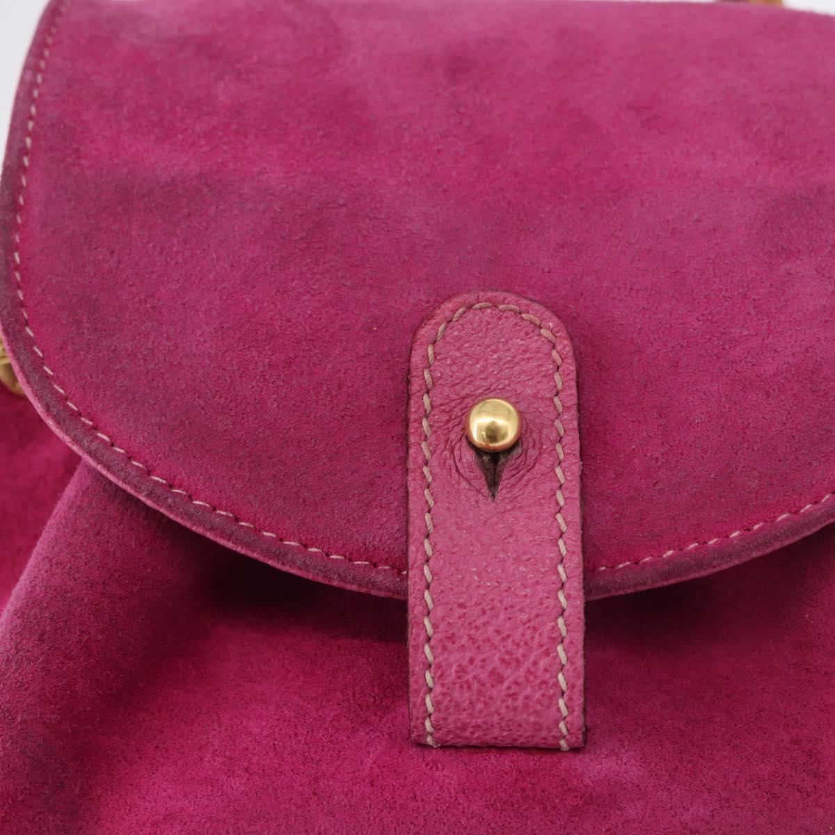 GUCCI Bamboo Backpack Suede Pink Gold Tone 003 1705 0080 Auth BA14635