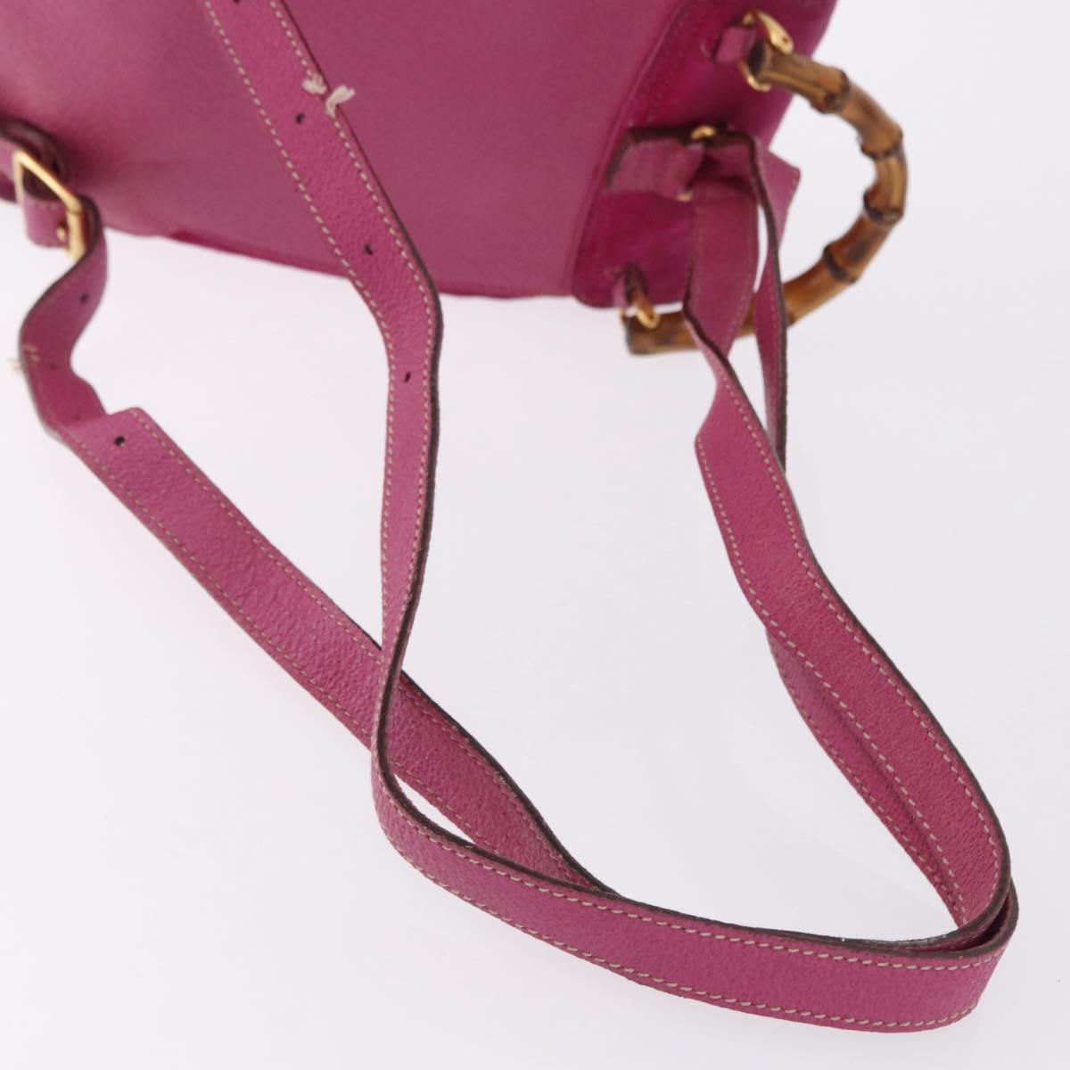 GUCCI Bamboo Backpack Suede Pink Gold Tone 003 1705 0080 Auth BA14635