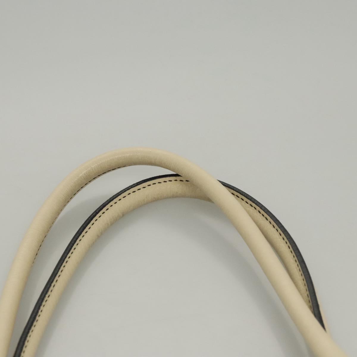 Salvatore Ferragamo Tote Bag Leather White Silver Auth BA1465