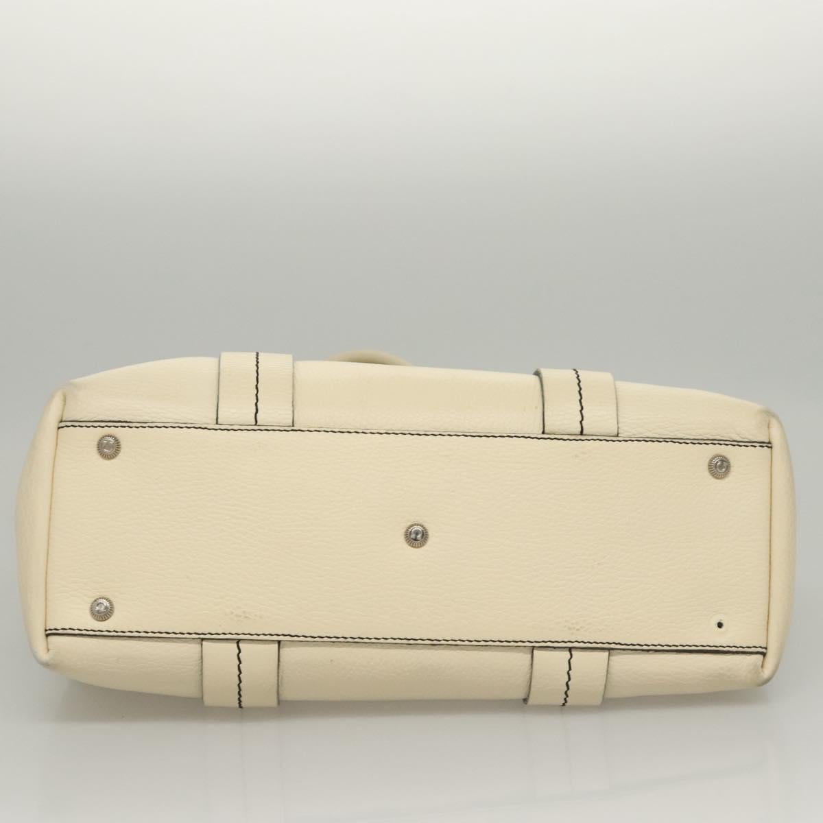 Salvatore Ferragamo Tote Bag Leather White Silver Auth BA1465