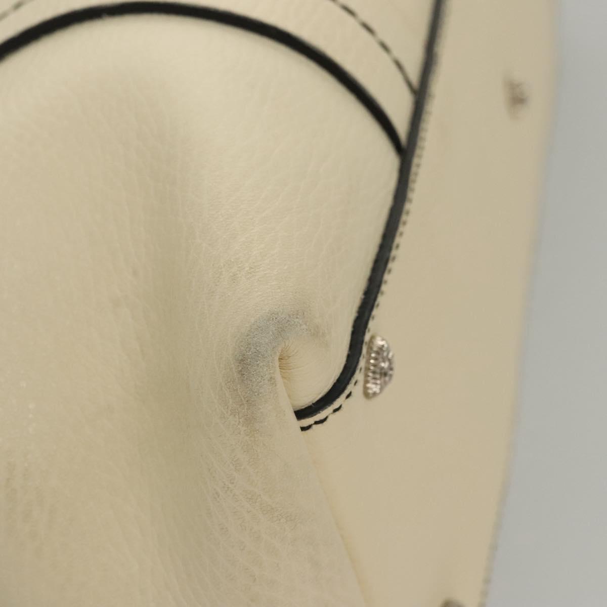 Salvatore Ferragamo Tote Bag Leather White Silver Auth BA1465