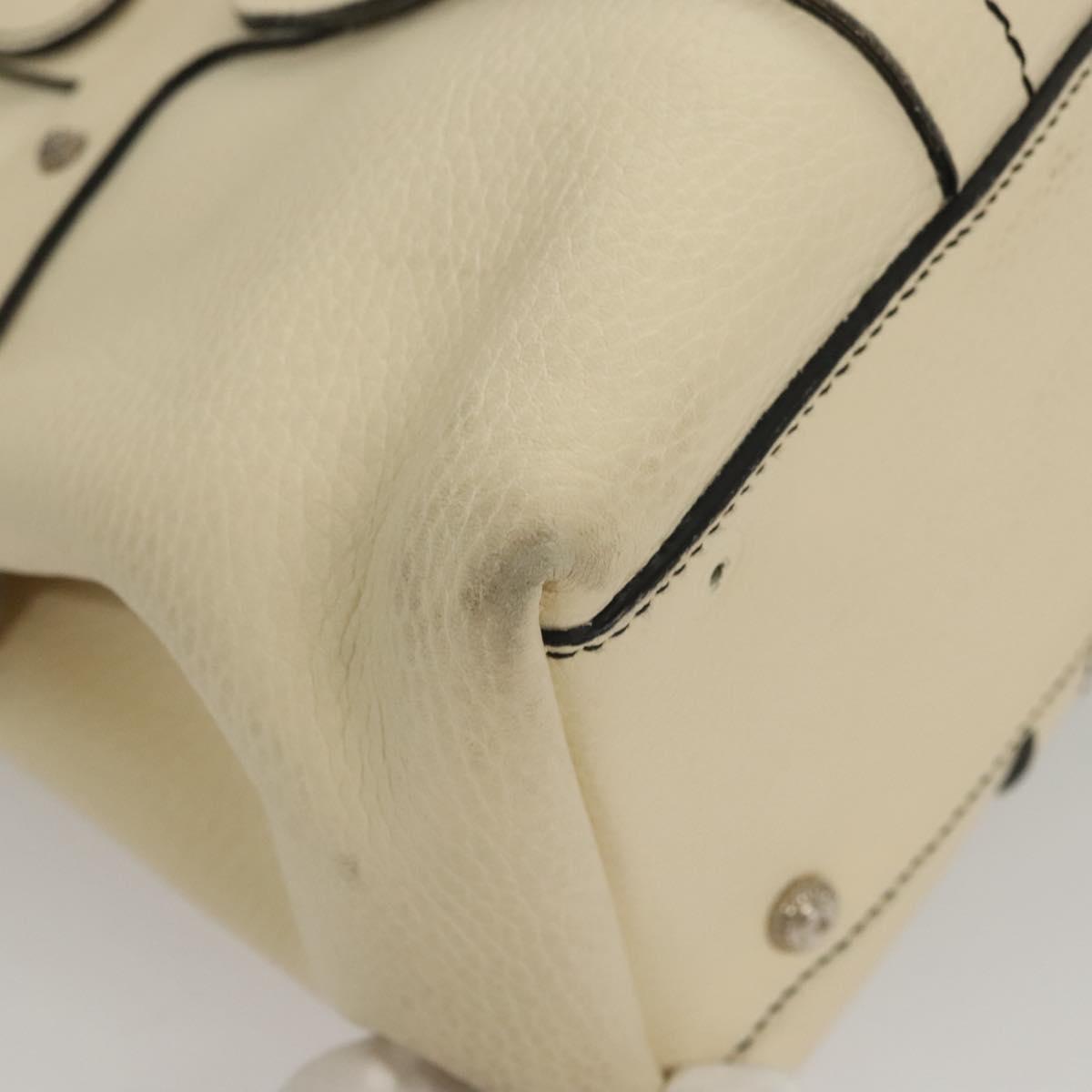 Salvatore Ferragamo Tote Bag Leather White Silver Auth BA1465