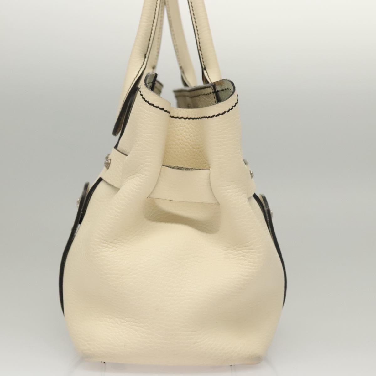 Salvatore Ferragamo Tote Bag Leather White Silver Auth BA1465