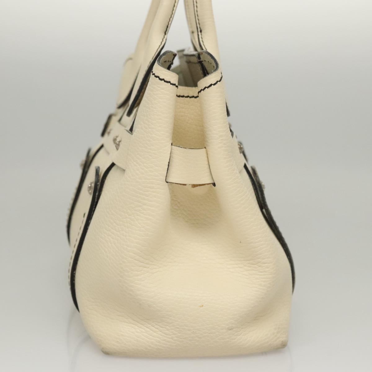 Salvatore Ferragamo Tote Bag Leather White Silver Auth BA1465