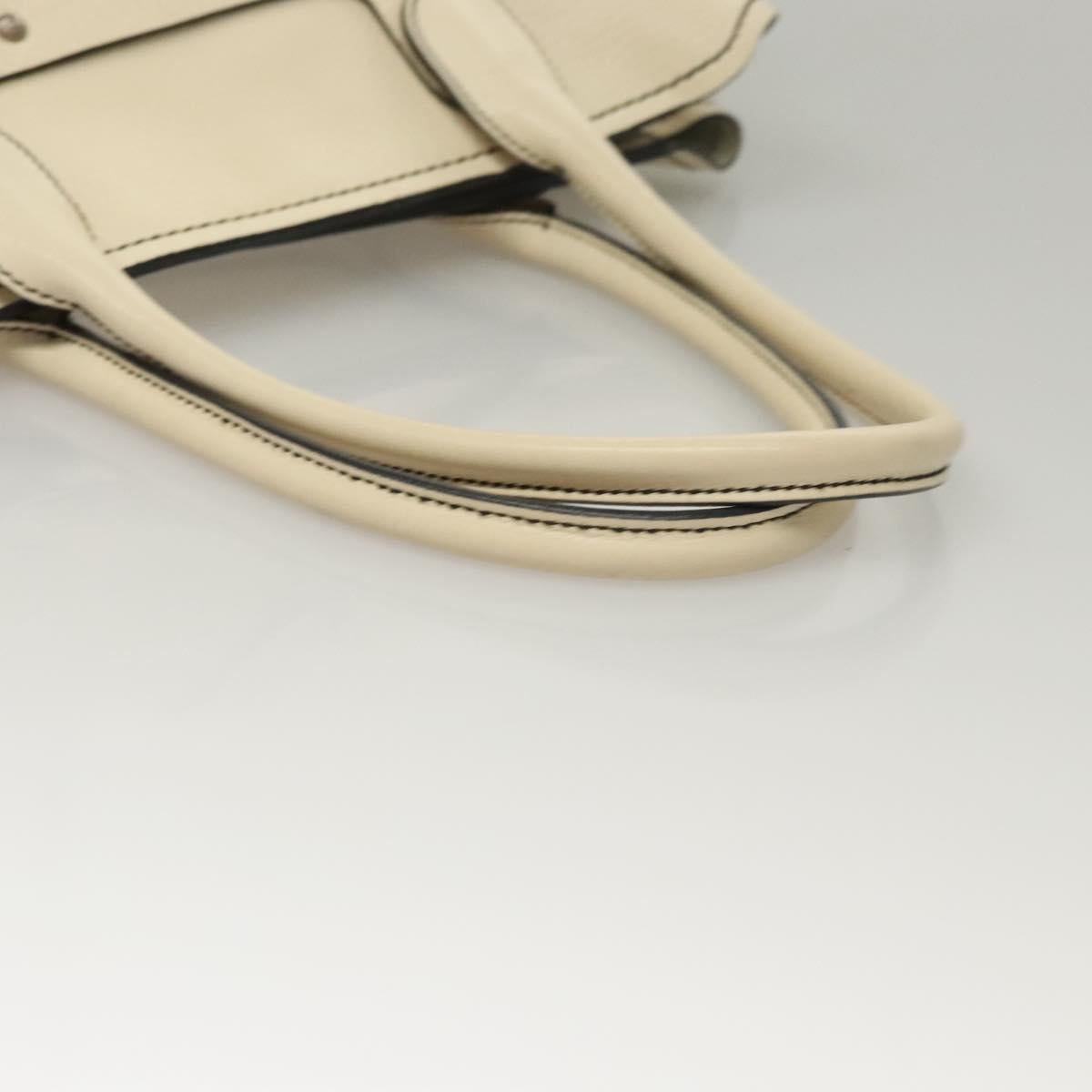 Salvatore Ferragamo Tote Bag Leather White Silver Auth BA1465