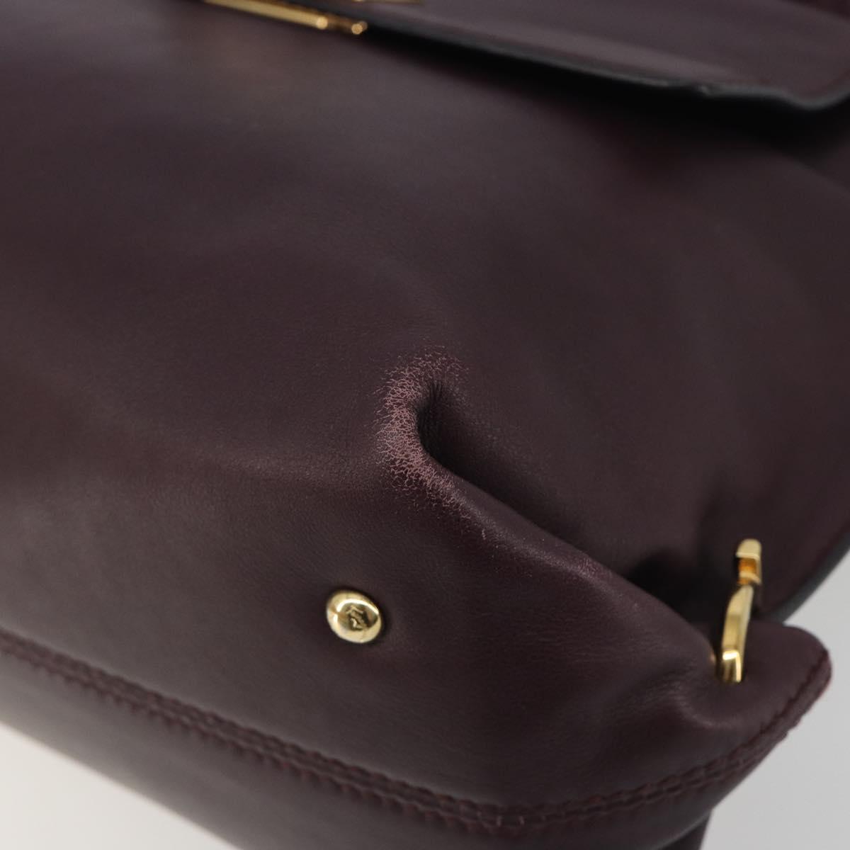 Salvatore Ferragamo Gancini Hand Bag Leather 2way Purple Gold Tone Auth BA14650A