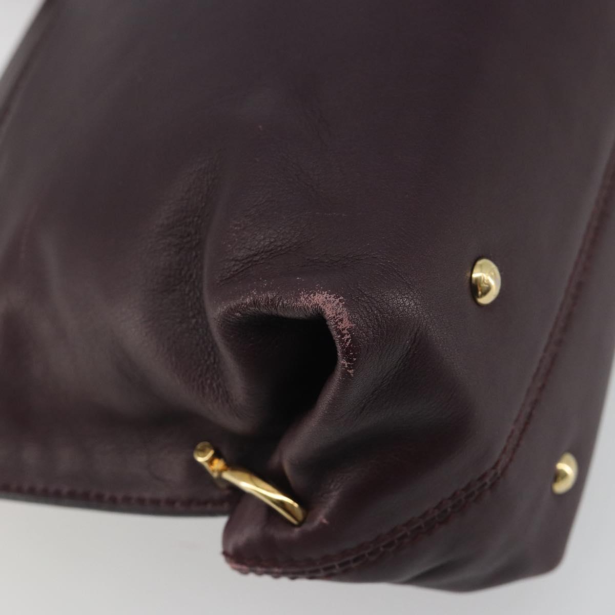Salvatore Ferragamo Gancini Hand Bag Leather 2way Purple Gold Tone Auth BA14650A