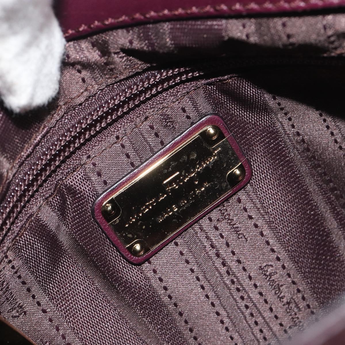 Salvatore Ferragamo Gancini Hand Bag Leather 2way Purple Gold Tone Auth BA14650A