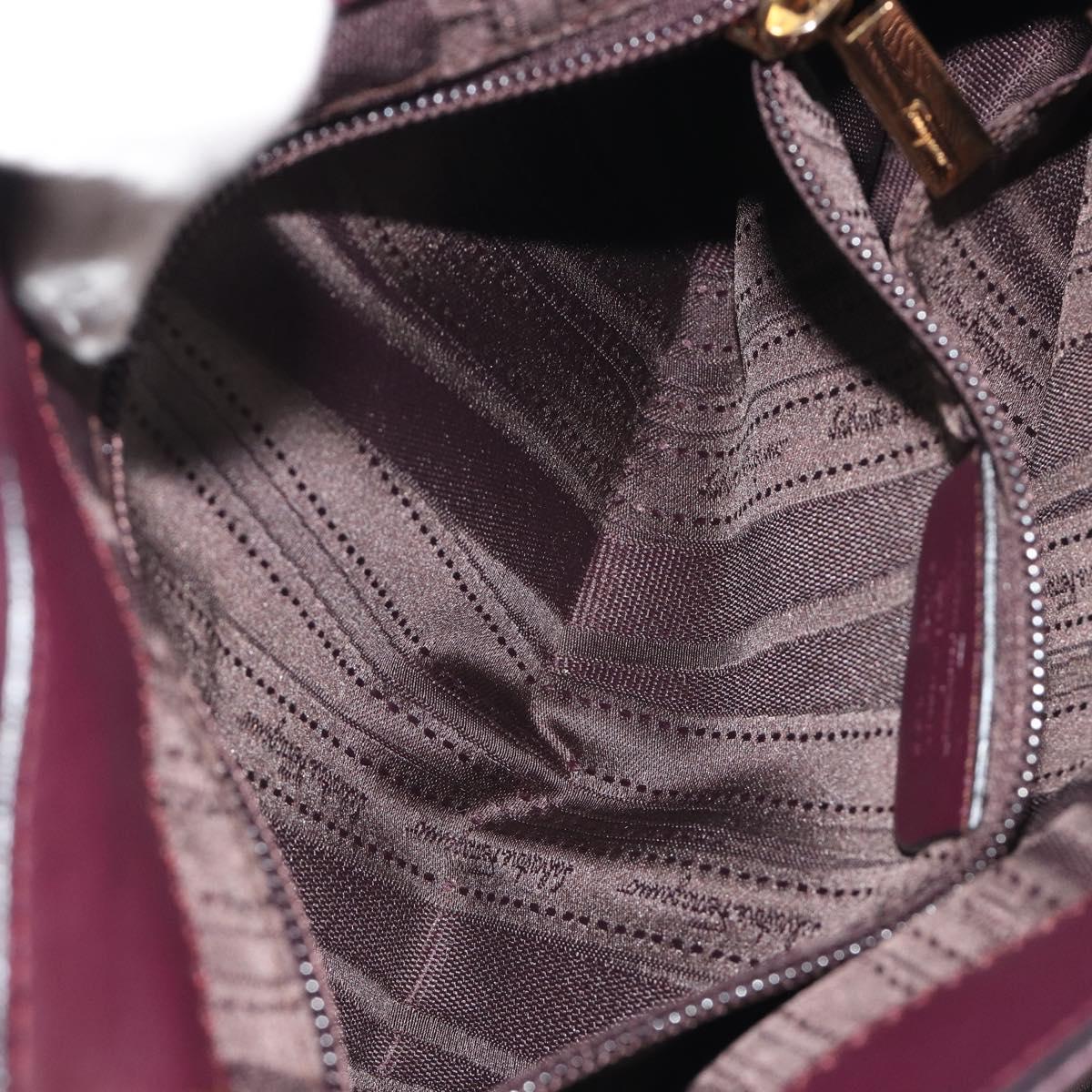 Salvatore Ferragamo Gancini Hand Bag Leather 2way Purple Gold Tone Auth BA14650A
