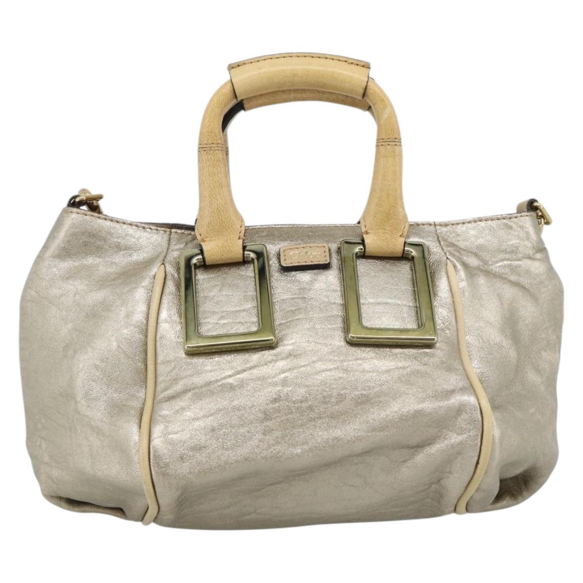 Chloe Etel Hand Bag Leather 2way Gold Auth BA14652A