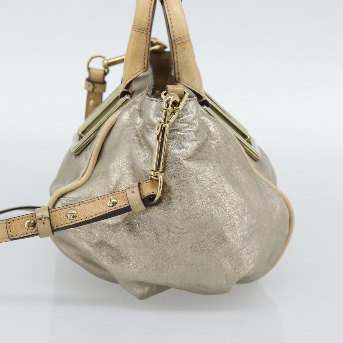 Chloe Etel Hand Bag Leather 2way Gold Auth BA14652A
