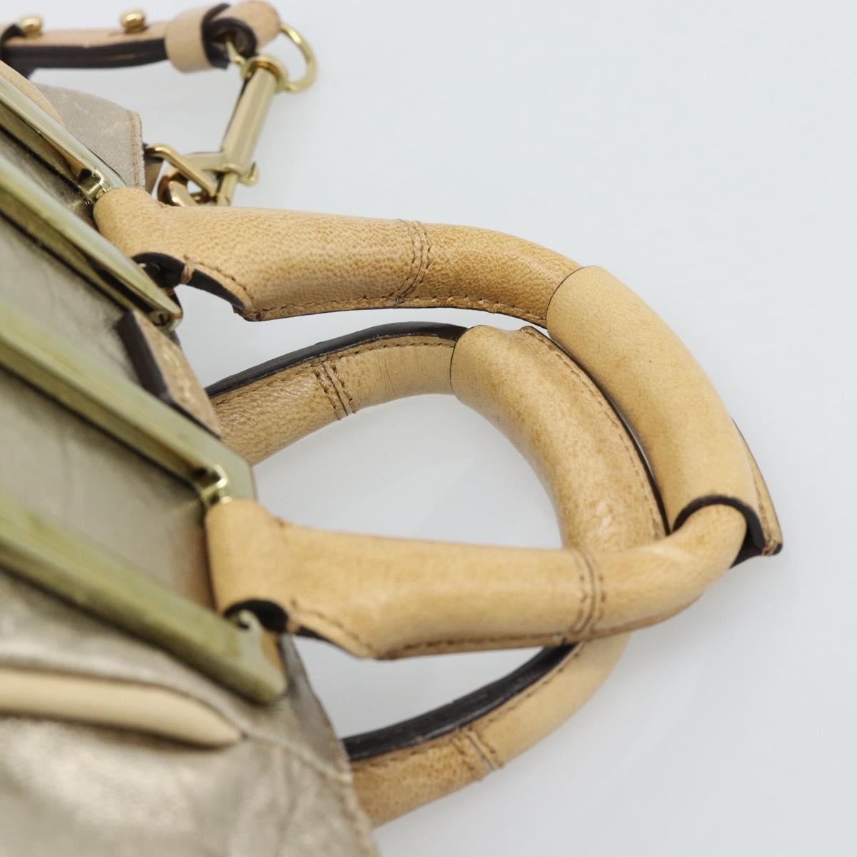 Chloe Etel Hand Bag Leather 2way Gold Auth BA14652A