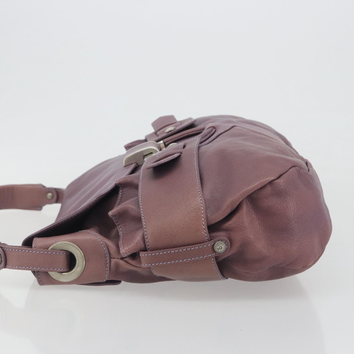 Salvatore Ferragamo Gancini Shoulder Bag Leather Purple Silver Auth BA14654