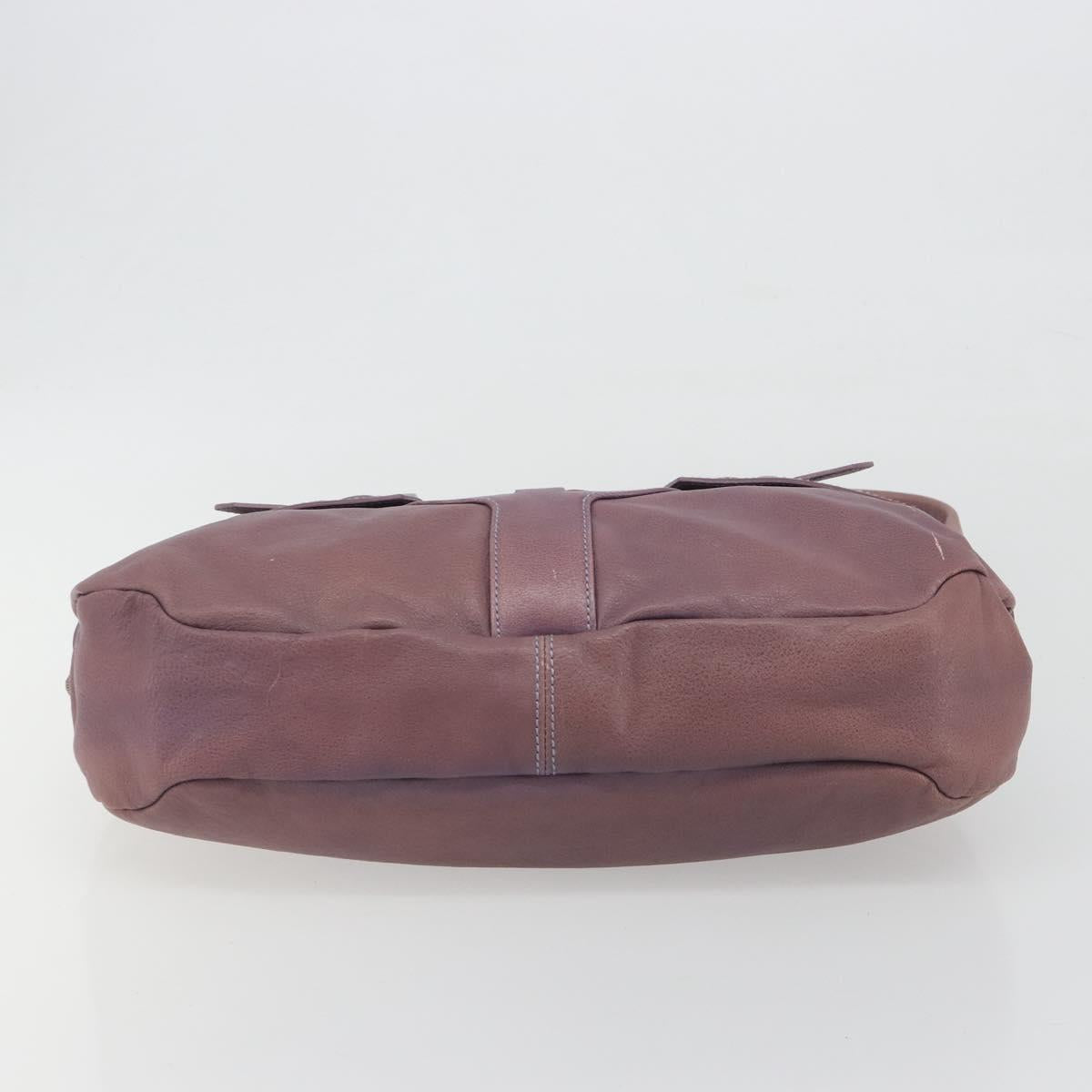 Salvatore Ferragamo Gancini Shoulder Bag Leather Purple Silver Auth BA14654