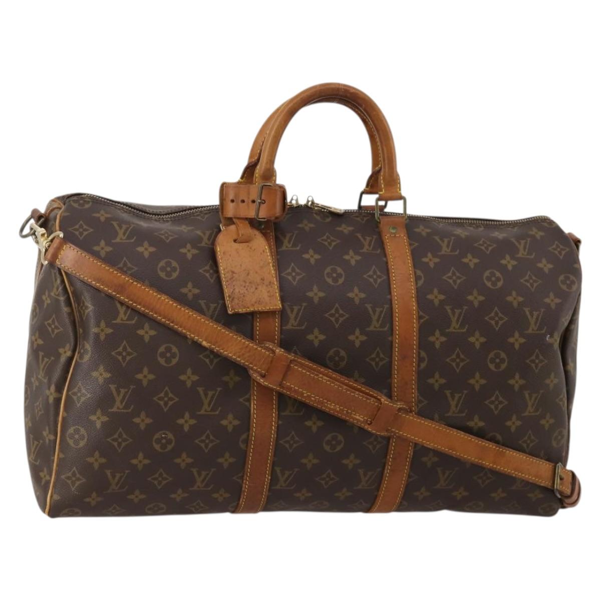 LOUIS VUITTON Monogram Keepall Bandouliere 50 Boston Bag M41416 LV Auth BA14658