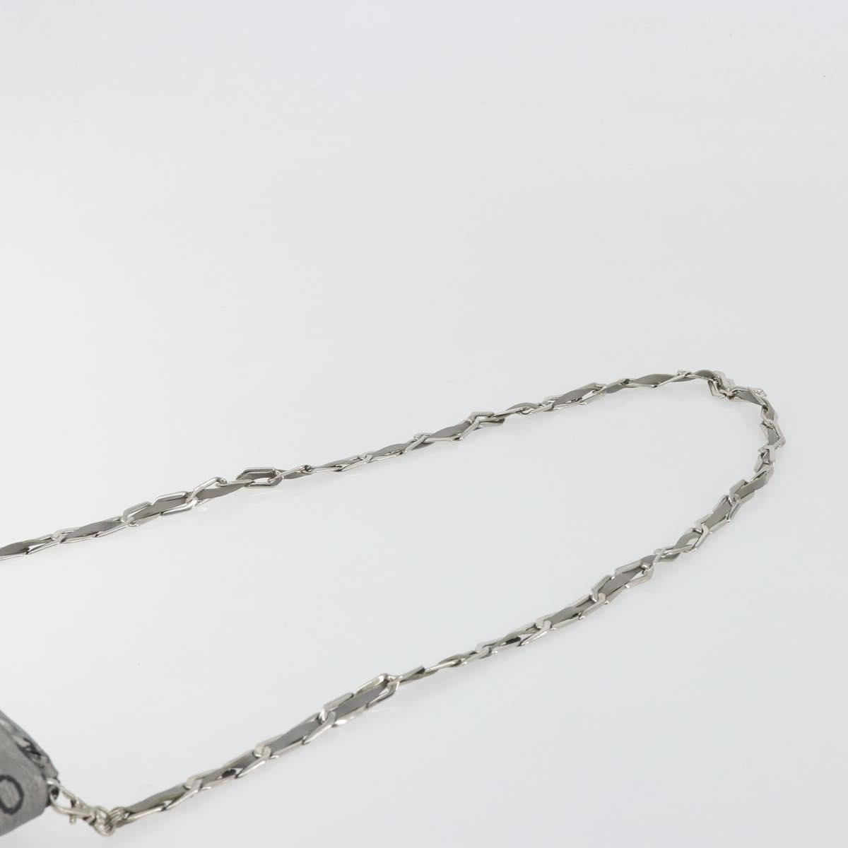 CHANEL Unlimited Chain Shoulder Bag Nylon Silver CC Auth BA14669V