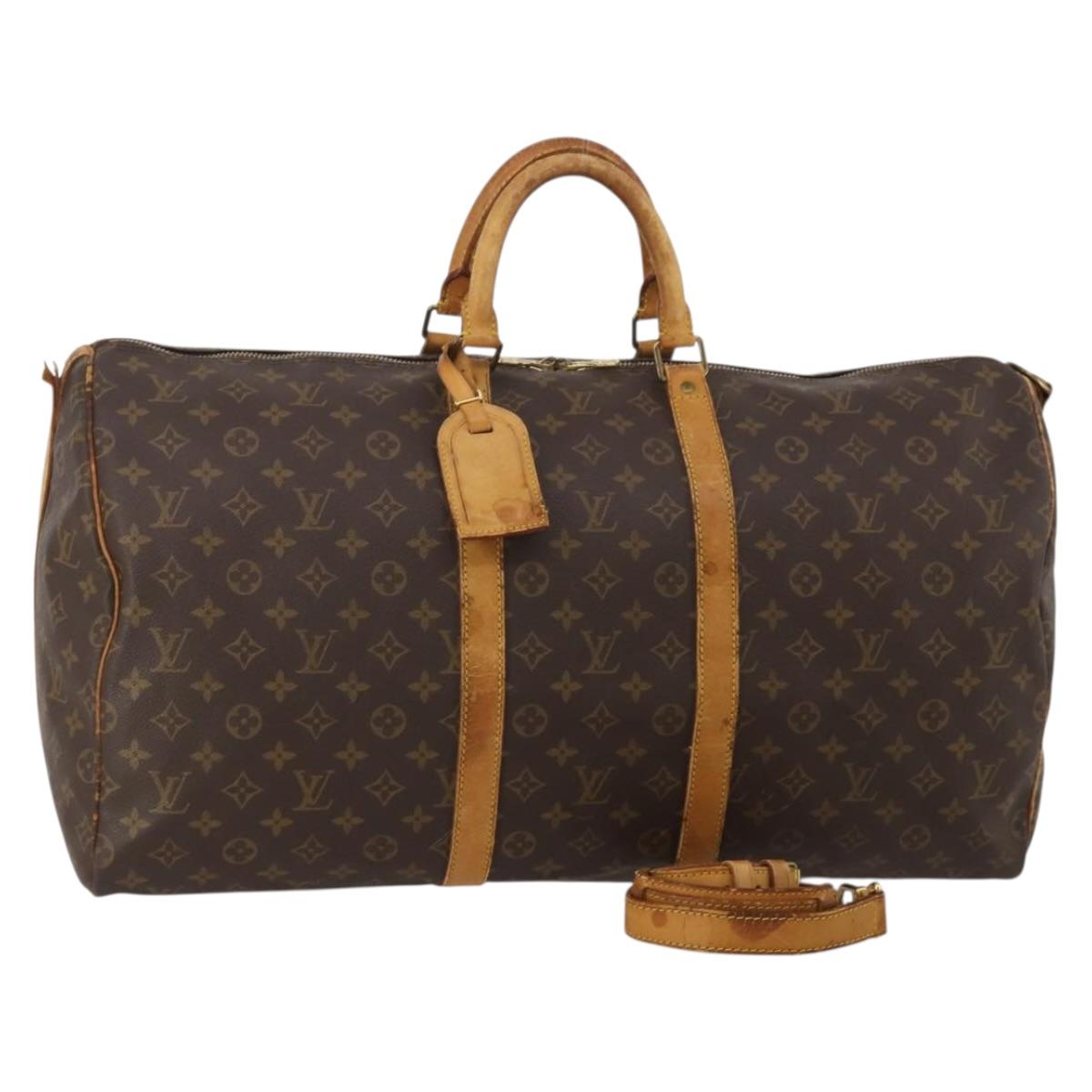 LOUIS VUITTON Monogram Keepall Bandouliere 55 Boston Bag M41414 LV Auth BA14672