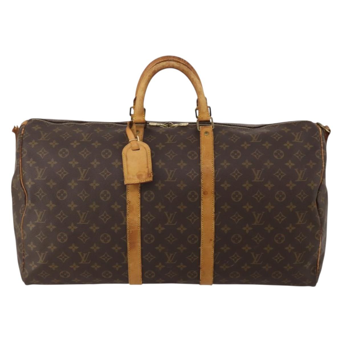 LOUIS VUITTON Monogram Keepall Bandouliere 55 Boston Bag M41414 LV Auth BA14672