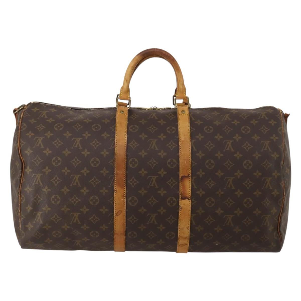 LOUIS VUITTON Monogram Keepall Bandouliere 55 Boston Bag M41414 LV Auth BA14672