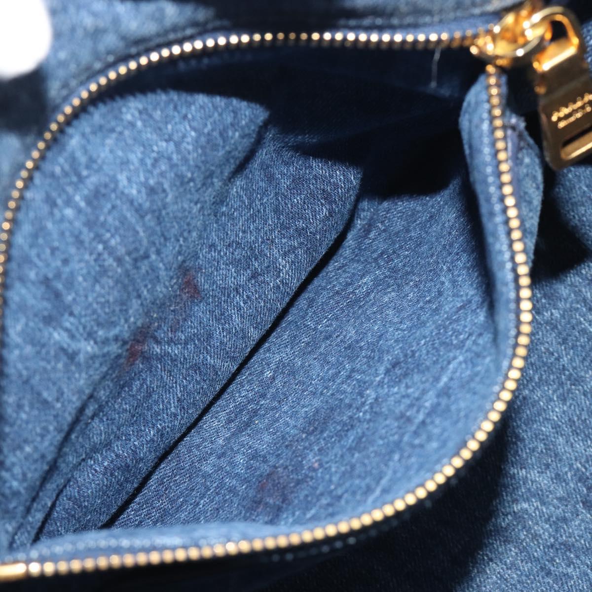 PRADA Canapa MM Hand Bag Denim Blue Auth BA14679A