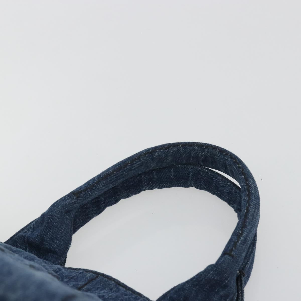 PRADA Canapa MM Hand Bag Denim Blue Auth BA14679A