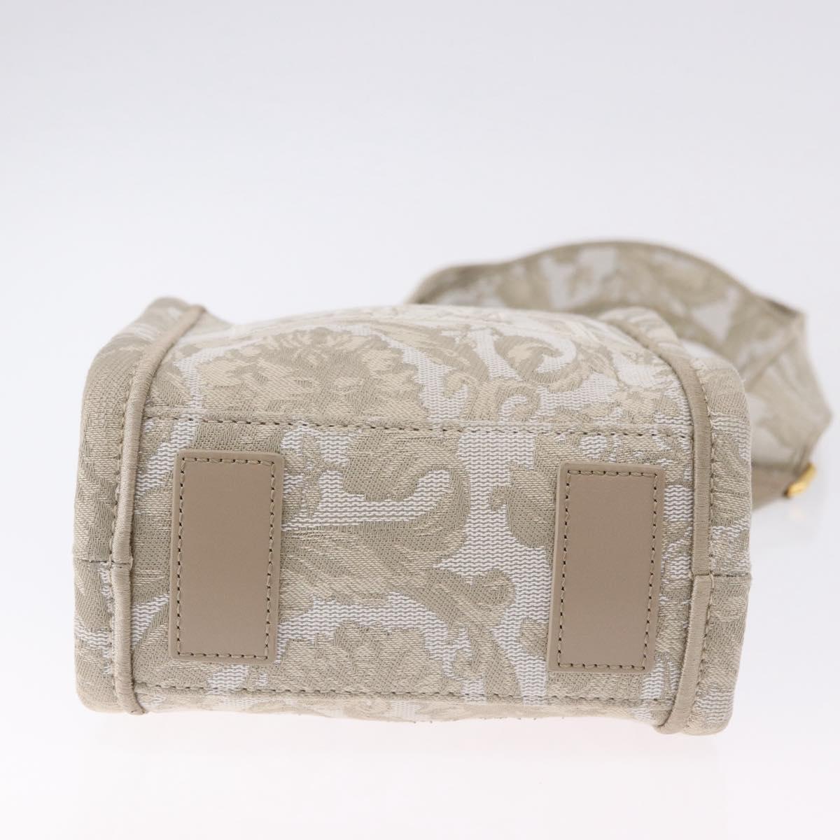 VERSACE Barocco Thena Mini Tote Bag Canvas 2way Beige Gold Tone Auth BA14680V
