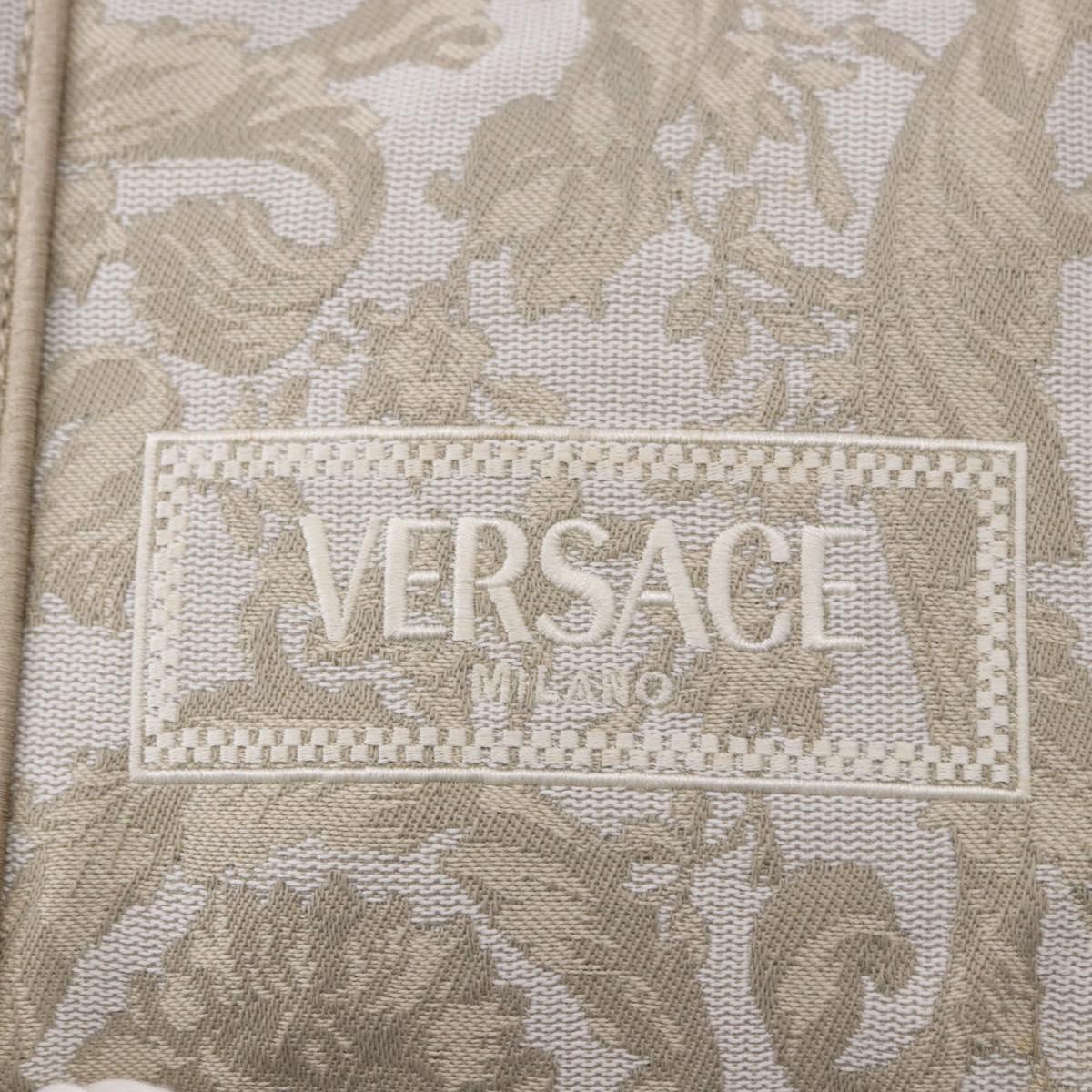 VERSACE Barocco Thena Mini Tote Bag Canvas 2way Beige Gold Tone Auth BA14680V