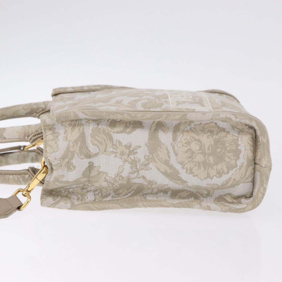 VERSACE Barocco Thena Mini Tote Bag Canvas 2way Beige Gold Tone Auth BA14680V