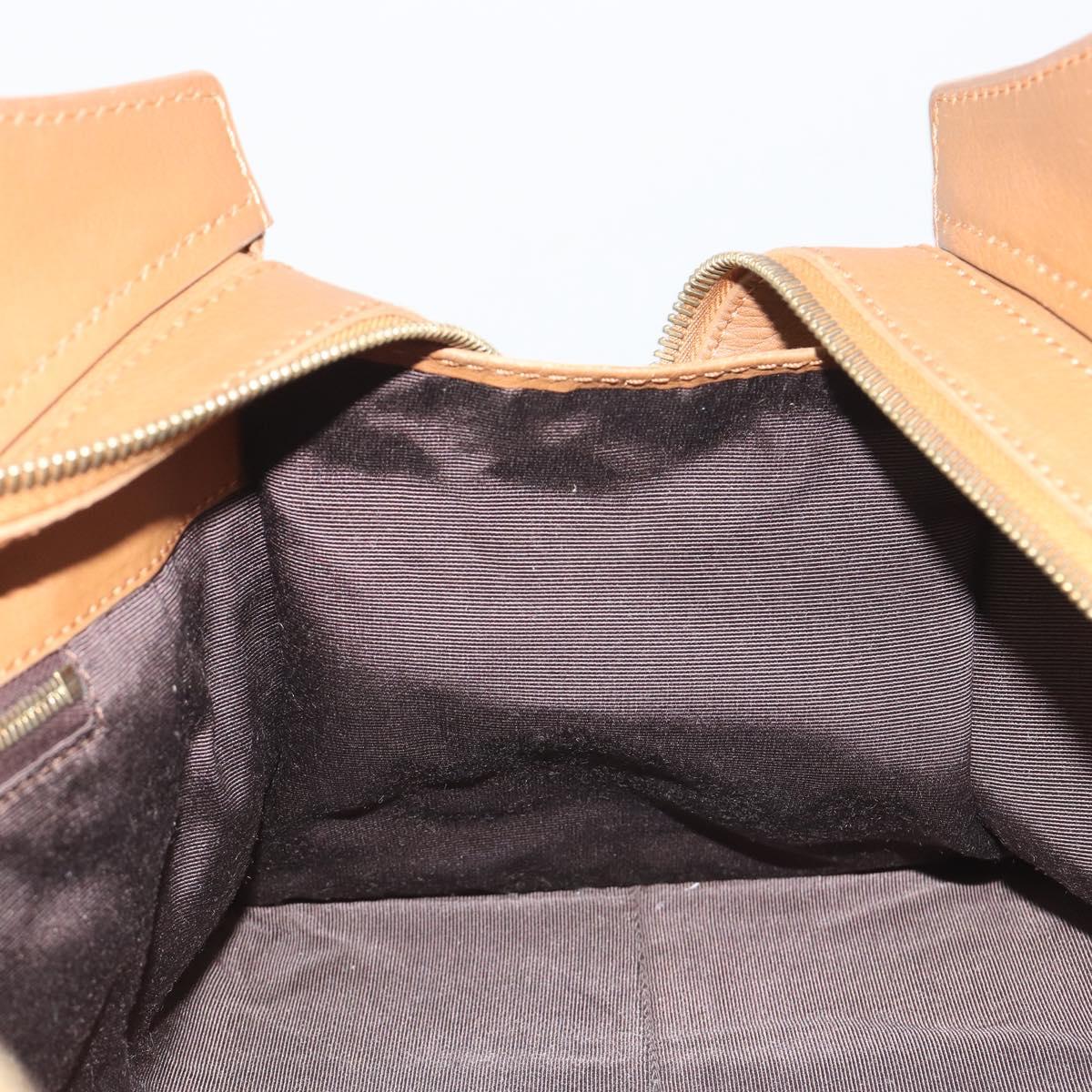 CELINE Hand Bag Leather Brown Gold Tone Auth BA14681V