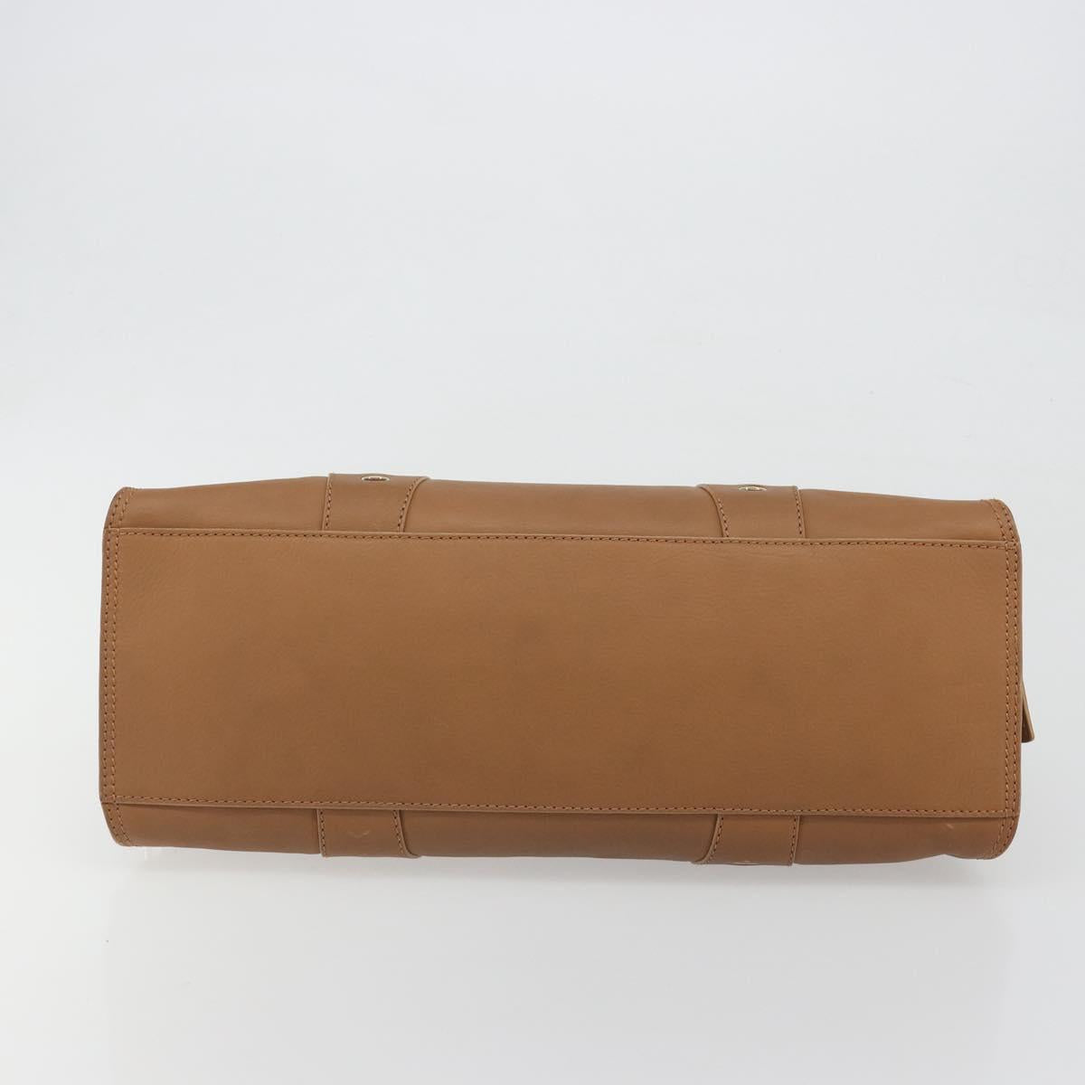 CELINE Hand Bag Leather Brown Gold Tone Auth BA14681V