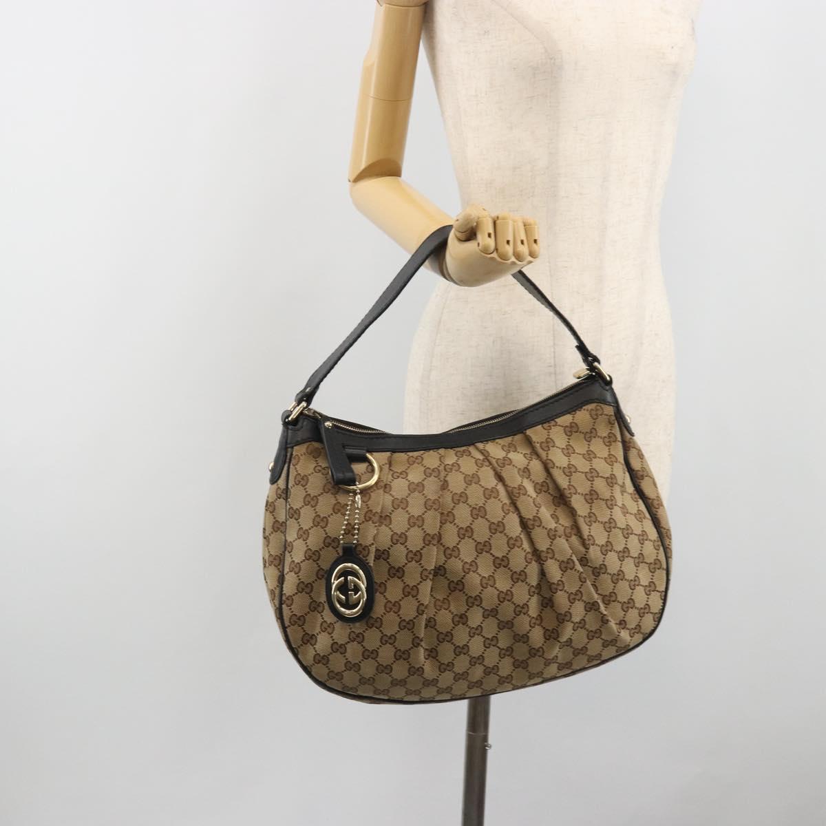 GUCCI GG Canvas Sukey Shoulder Bag Beige Gold Tone 232955 Auth BA14683A
