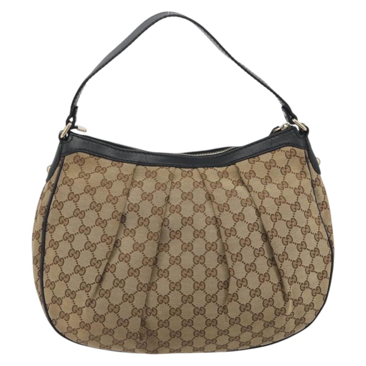 GUCCI GG Canvas Sukey Shoulder Bag Beige Gold Tone 232955 Auth BA14683A