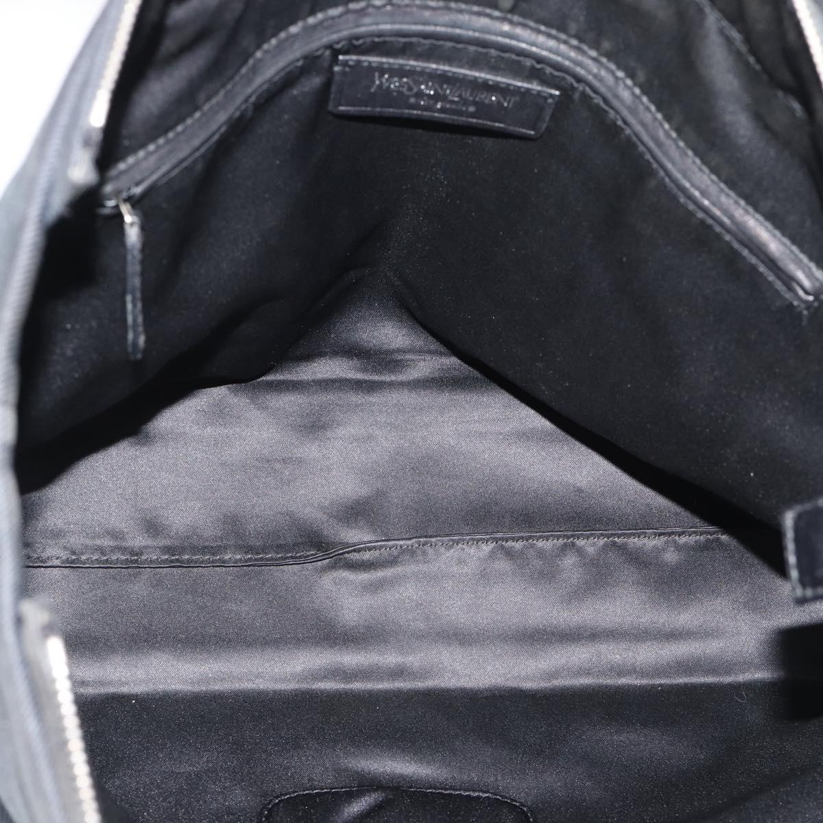 SAINT LAURENT Kahala Tote Bag Canvas Black Silver 135485 Auth BA14685A