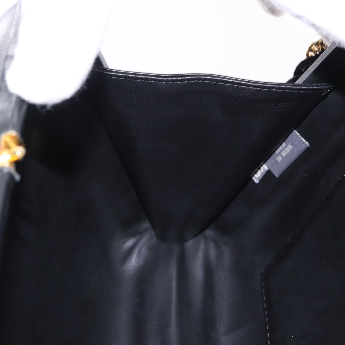 BALLY Hand Bag Leather 2way Black Gold Tone Auth BA14687A