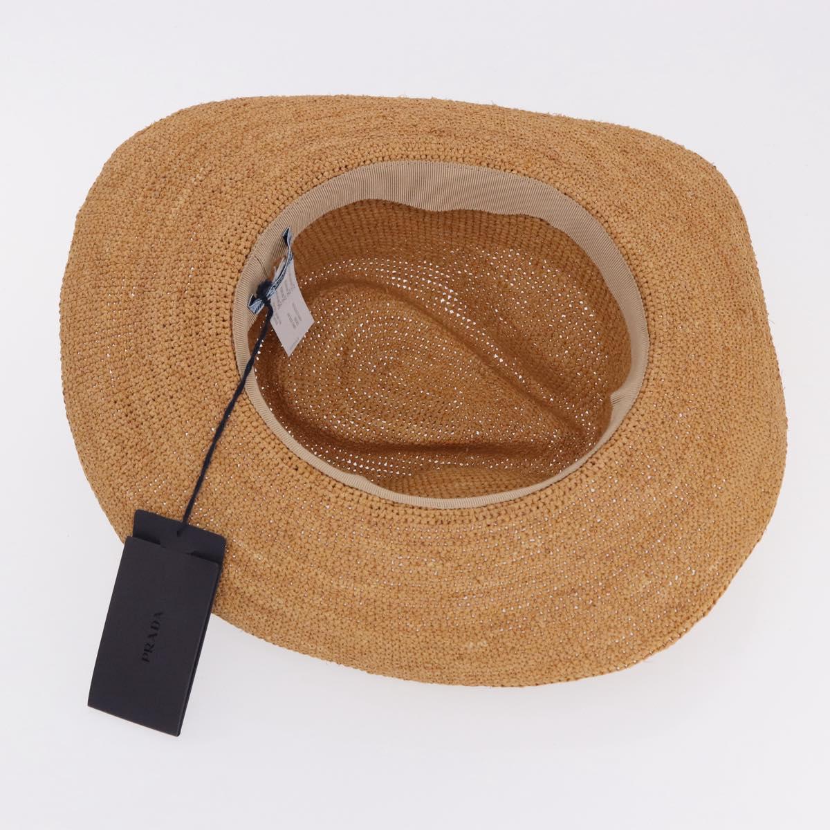 PRADA Hat Straw Brown Auth BA14694M