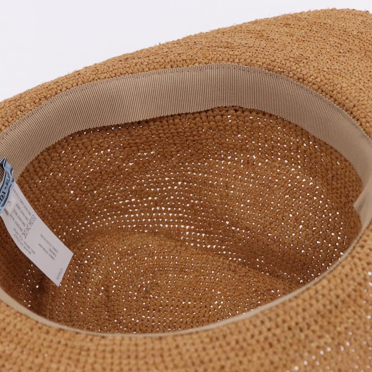 PRADA Hat Straw Brown Auth BA14694M